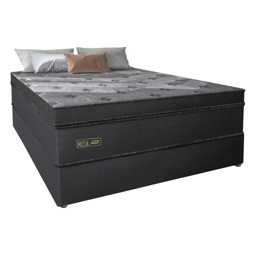 Cama Box Conjugado Casal com Colchão (138x78x188) Royal Black Gazin CR35299 Chumbo Escuro