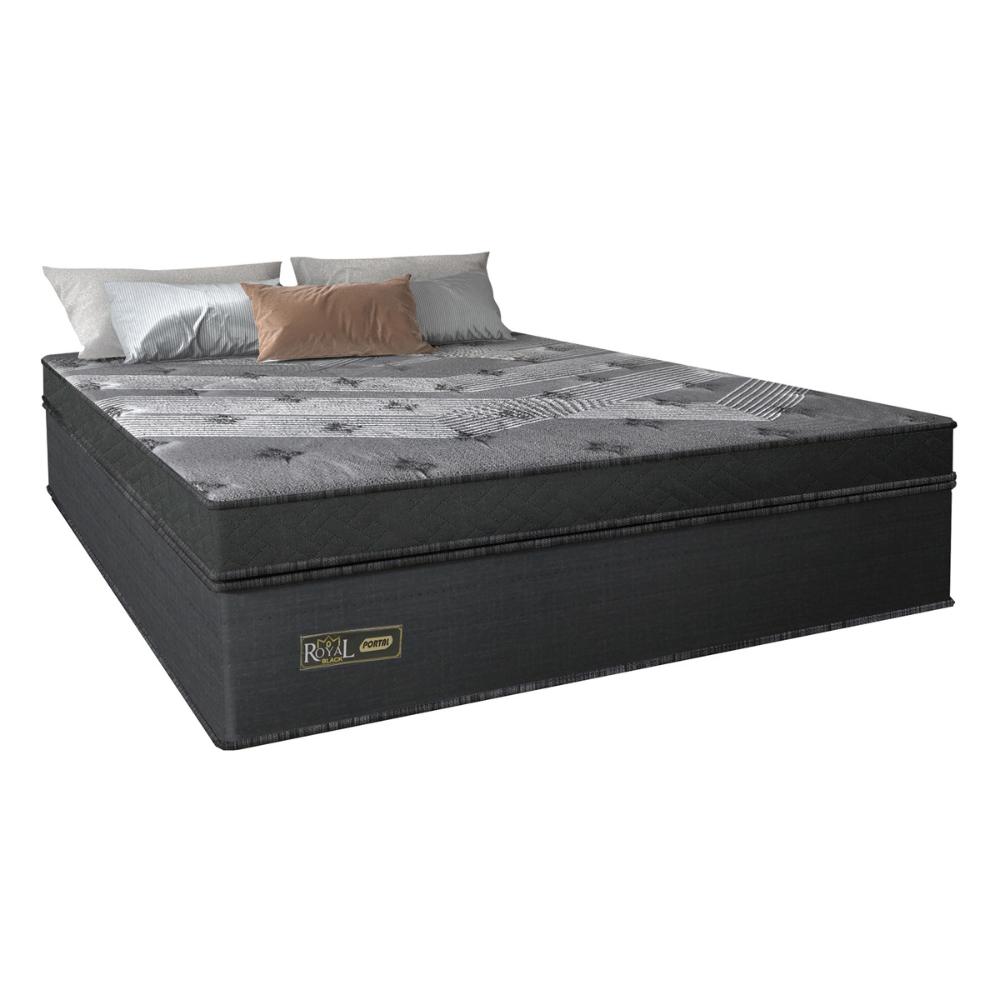 Cama Box Conjugado Casal com Colchão (138x78x188) Royal Black Gazin CR35299 Chumbo Escuro