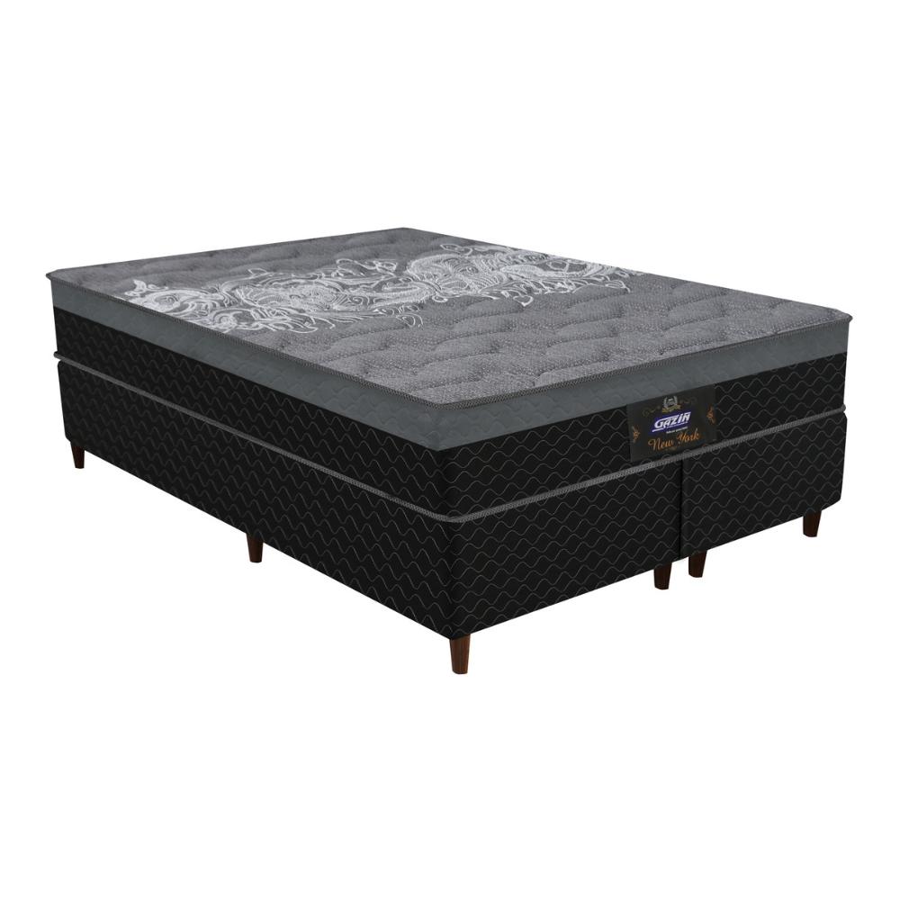 Cama Box Conjugado King com Colchão (193x65x203) New York HF Gazin CR35365 Preto