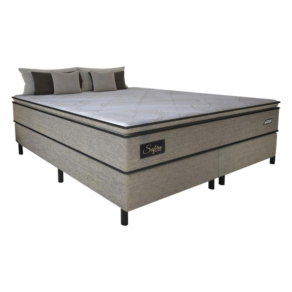 Cama Box Conjugado King com Colchão (193x67x203) Safira Gazin CR35347 Castor