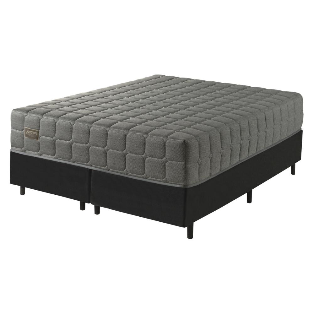 Cama Box Conjugado King com Colchão (193x69x203) Cloud Gazin CR35313 Grafite/Preto