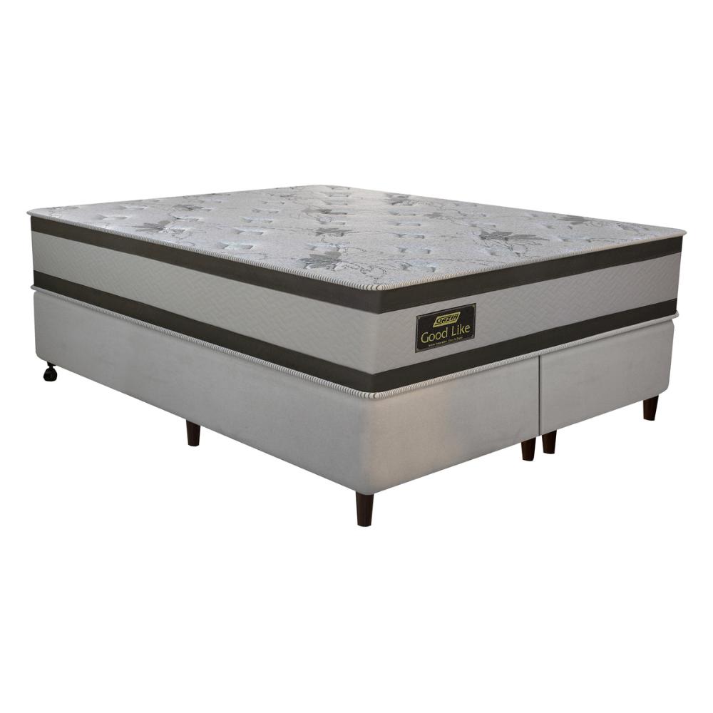Cama Box Conjugado King com Colchão (193x71x203) Good Like Gazin CR35373 Bege/Marrom