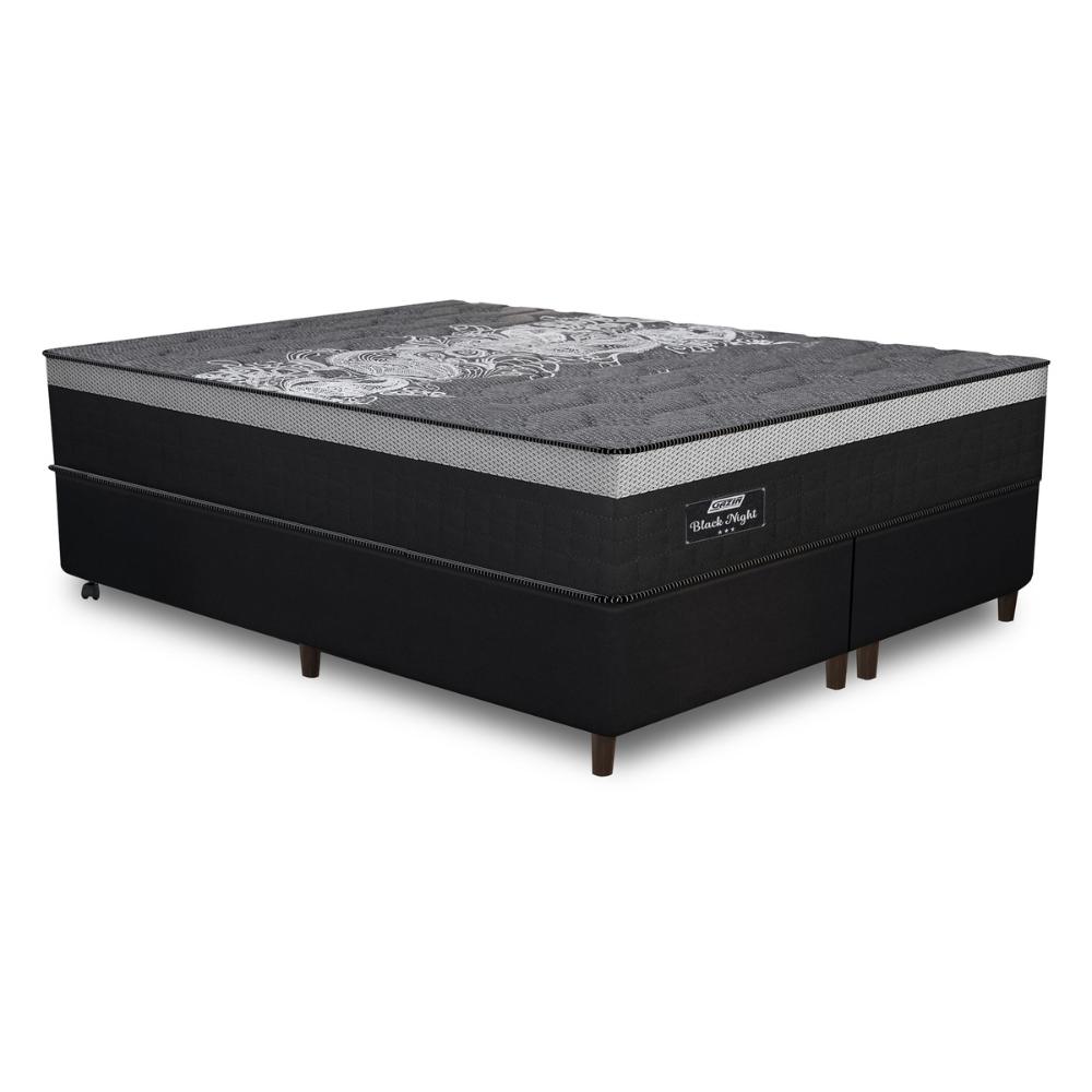 Cama Box Conjugado King com Colchão (193x72x203) Black Night Gazin CR35354 Preto/Cinza