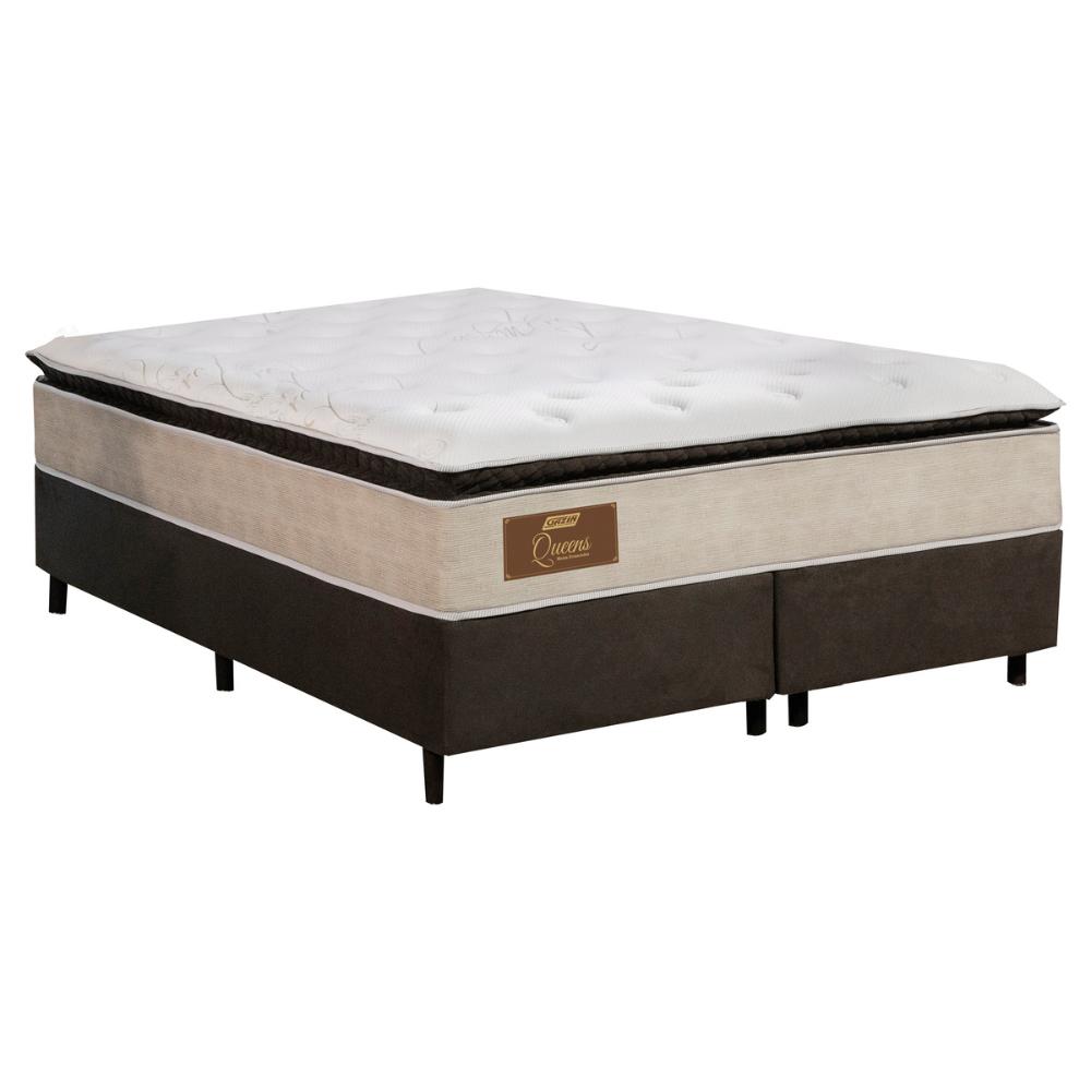 Cama Box Conjugado King com Colchão (193x73x203) Gazin CR35350 Bege/Marrom