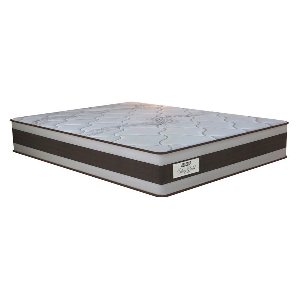 Cama Box Conjugado King com Colchão (193x73x203) Sleep Gold Gazin CR35356 Marrom/Bege