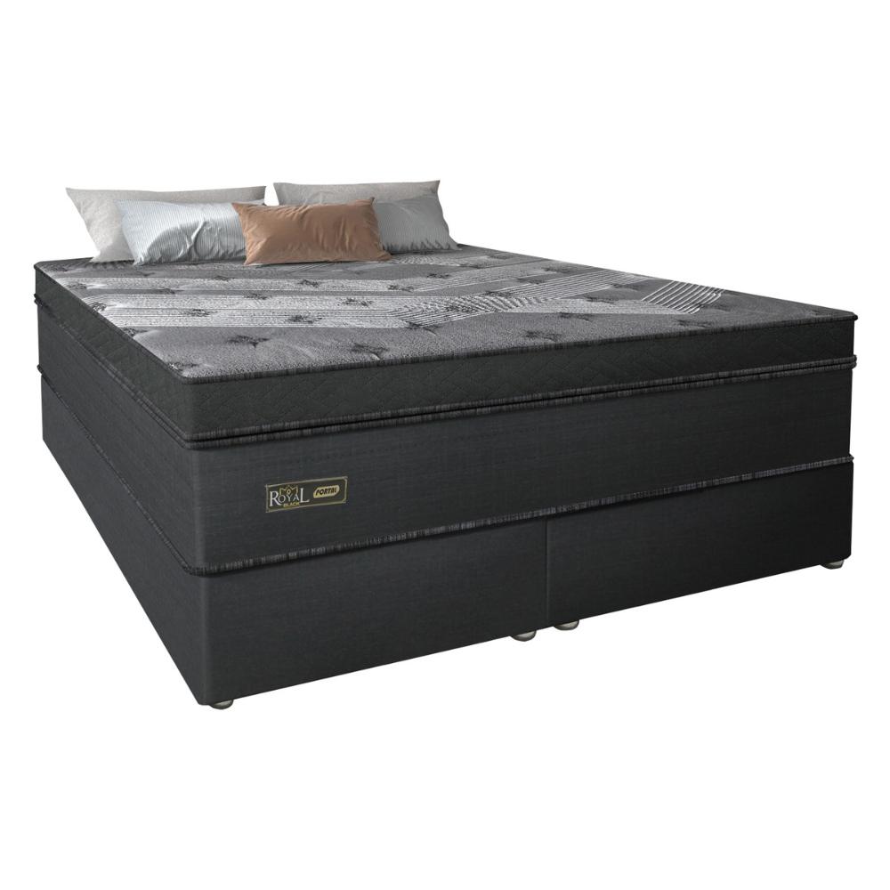 Cama Box Conjugado King com Colchão (193x78x203) Royal Black Gazin CR35300 Chumbo Escuro