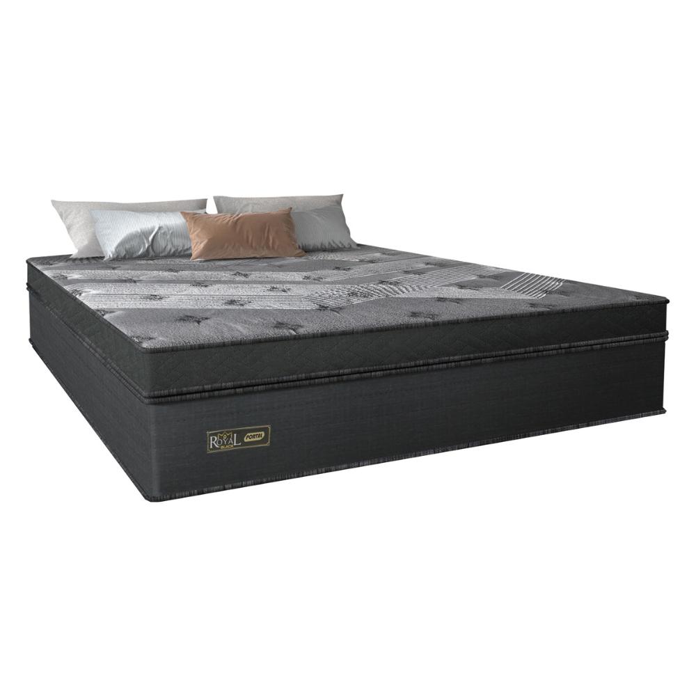 Cama Box Conjugado King com Colchão (193x78x203) Royal Black Gazin CR35300 Chumbo Escuro