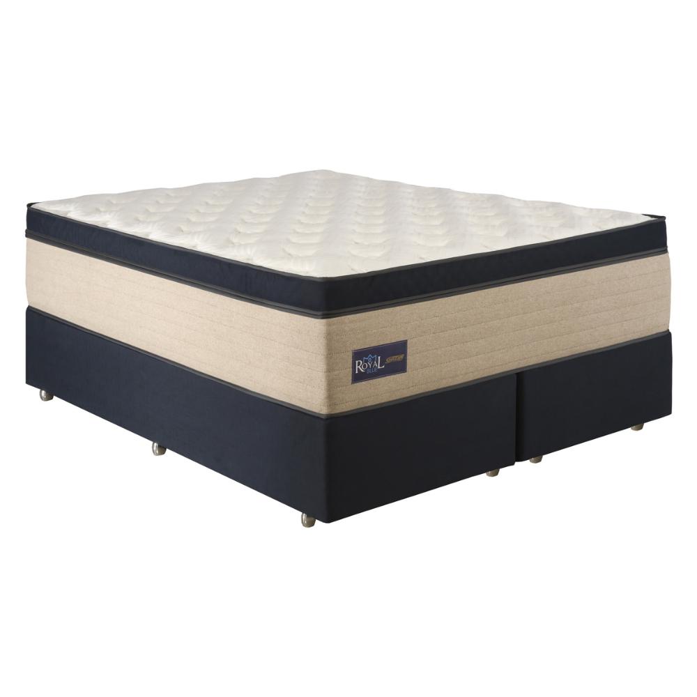 Cama Box Conjugado King com Colchão (193x78x203) Royal Blue Gazin CR35301 Bege/Azul