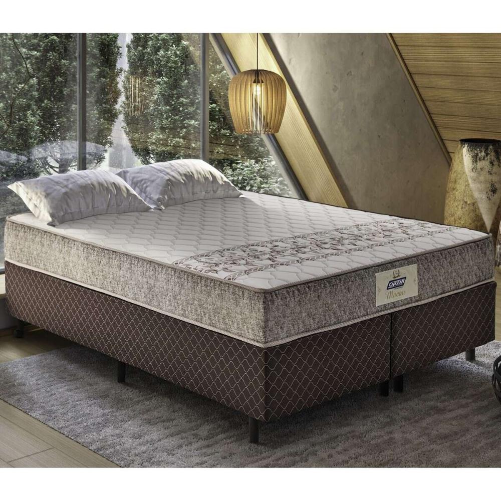 Cama Box Conjugado Queen com Colchão (158x59x198) Macau Gazin CR35361 Marrom