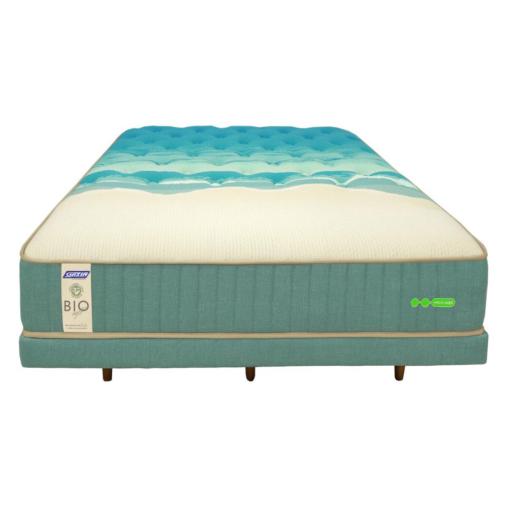 Cama Box Conjugado Queen com Colchão (158x61x198) Biosoft Gazin CR35295 Turquesa
