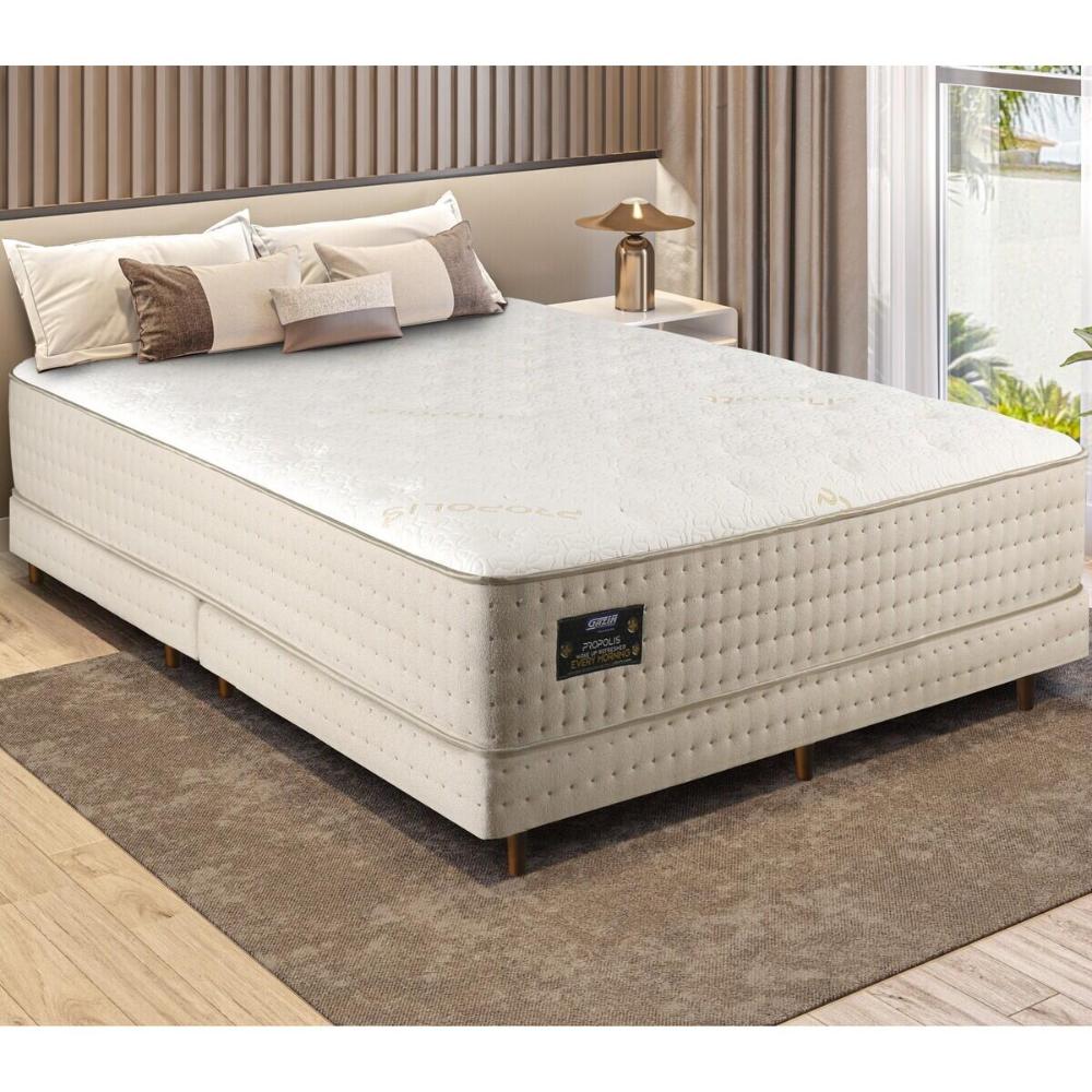Cama Box Conjugado Queen com Colchão (158x61x198) Própolis Gazin CR35305 Cru