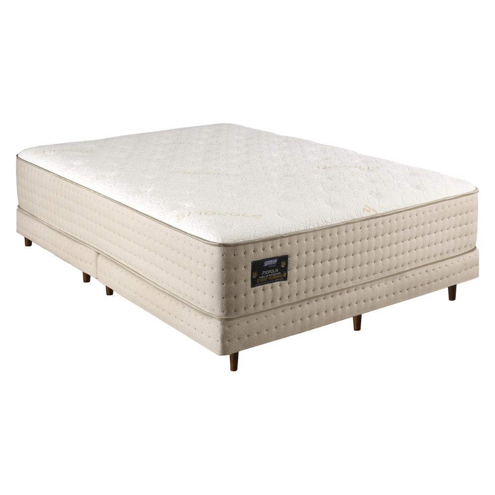Cama Box Conjugado Queen com Colchão (158x61x198) Própolis Gazin CR35305 Cru