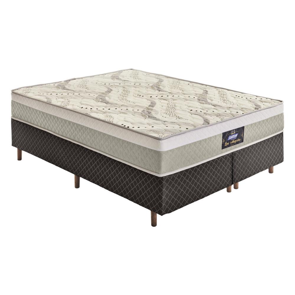 Cama Box Conjugado Queen com Colchão (158x62x198) Los Angeles Gazin CR35327 Areia/Marrom