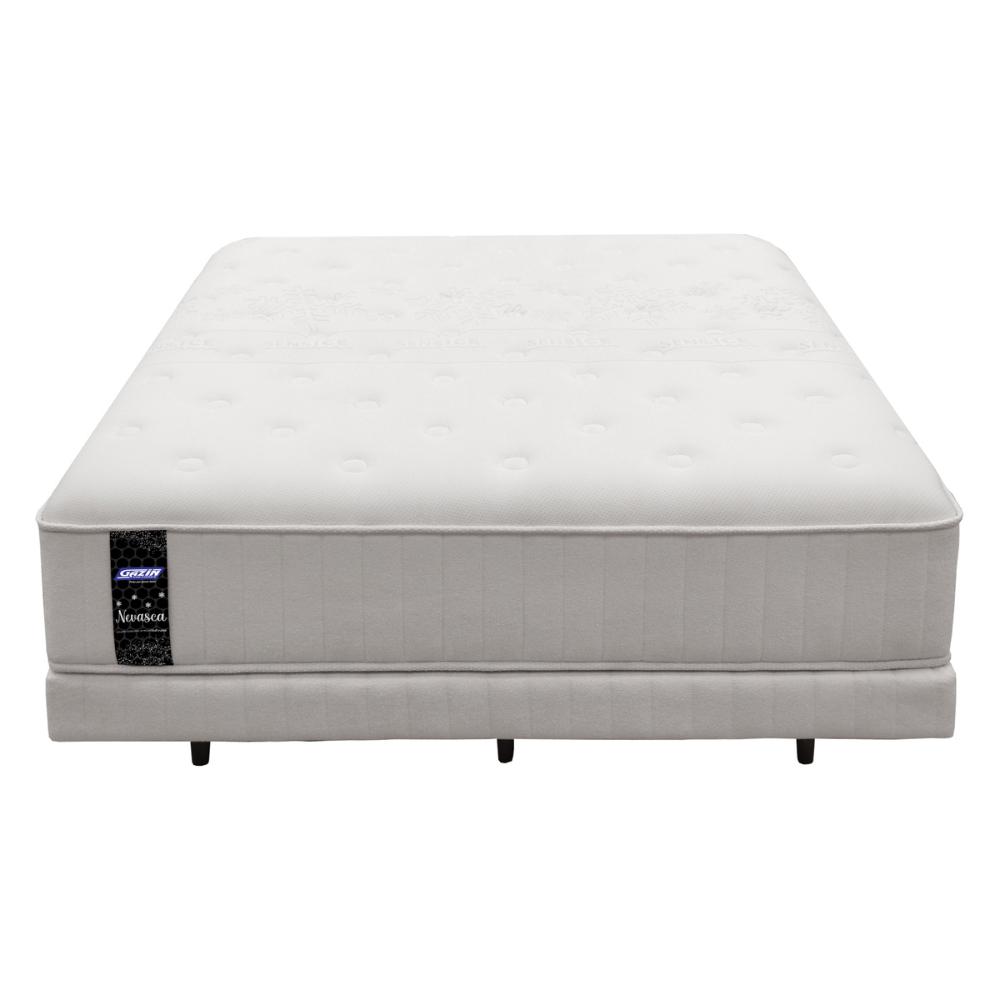 Cama Box Conjugado Queen com Colchão (158x64x198) Nevasca Gazin CR35296 Branco/Cinza Claro