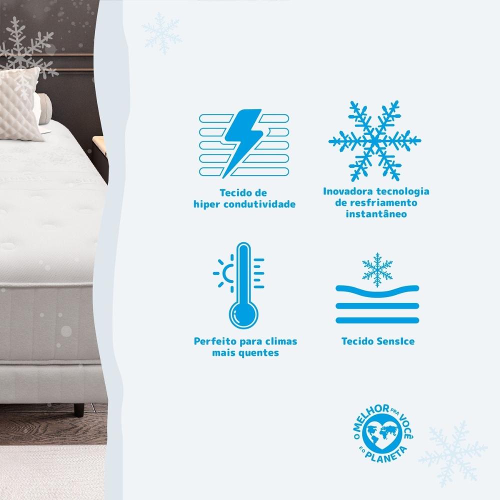 Cama Box Conjugado Queen com Colchão (158x64x198) Nevasca Gazin CR35296 Branco/Cinza Claro
