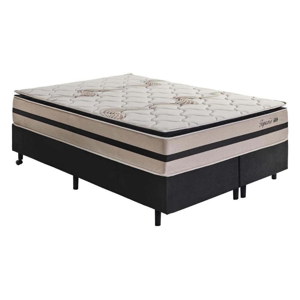 Cama Box Conjugado Queen com Colchão (158x69x198) Topázio Gazin CR35348 Areia/Preto