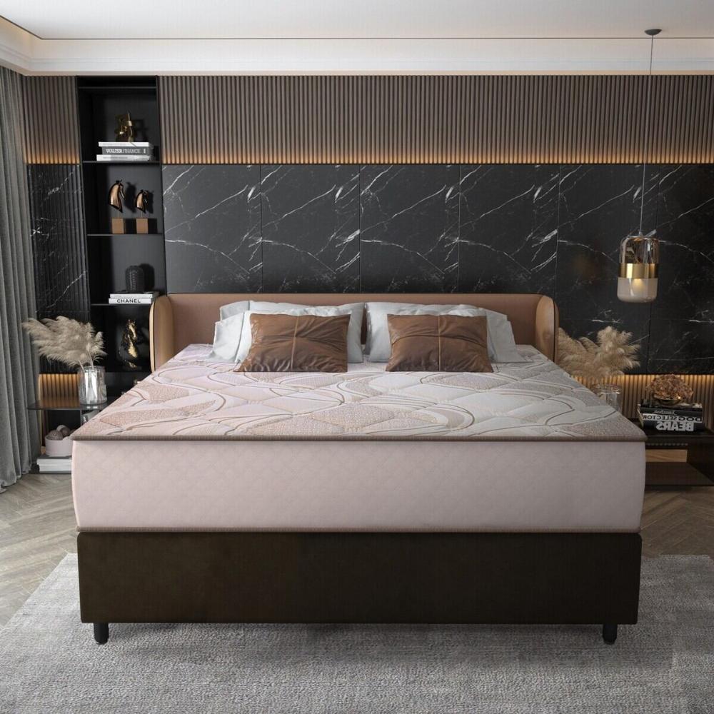 Cama Box Conjugado Queen com Colchão (158x70x198) Supreme Malha D33 Gazin CR35368 Bege/Marrom