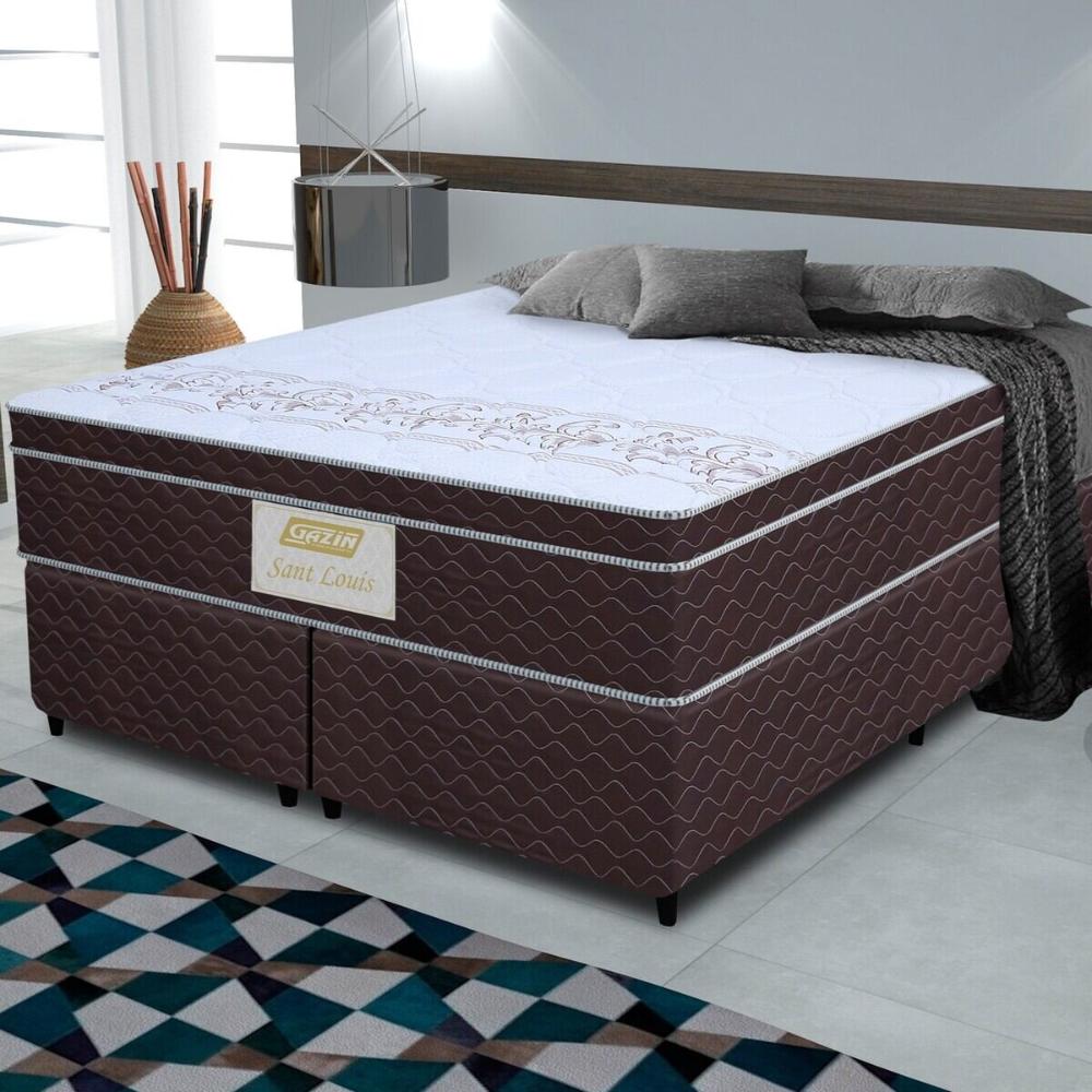 Cama Box Conjugado Queen com Colchão (158x71x198) Saint Louis Gazin CR35371 Marrom