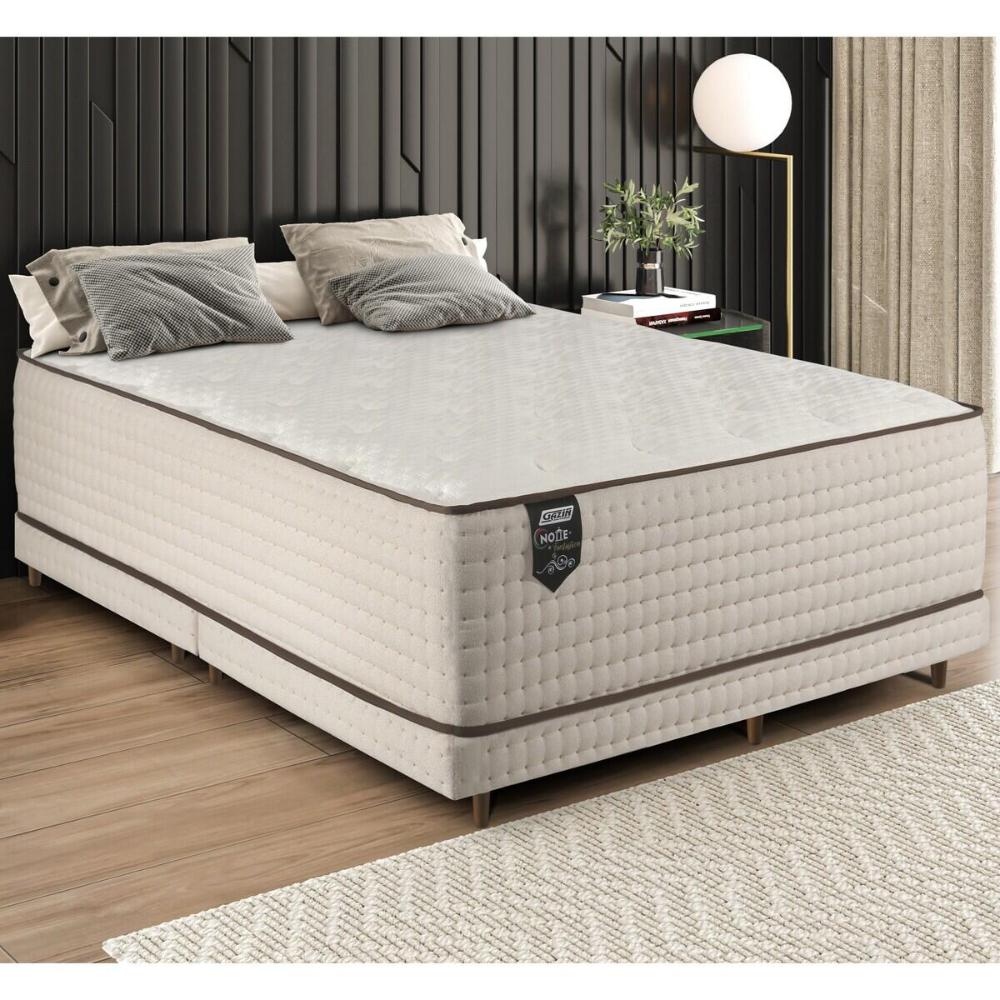 Cama Box Conjugado Queen com Colchão (158x72x198) Notte Fantástica Gazin CR35297 Cru