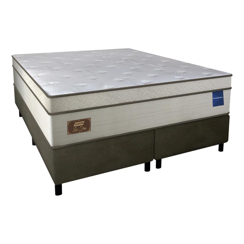 Cama Box Conjugado Queen com Colchão (158x73x198) Lux Firm Gazin CR35315 Areia/Marrom