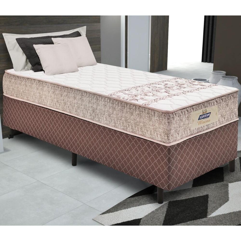 Cama Box Conjugado Solteiro com Colchão (88x59x188) Macau Gazin CR35360 Marrom