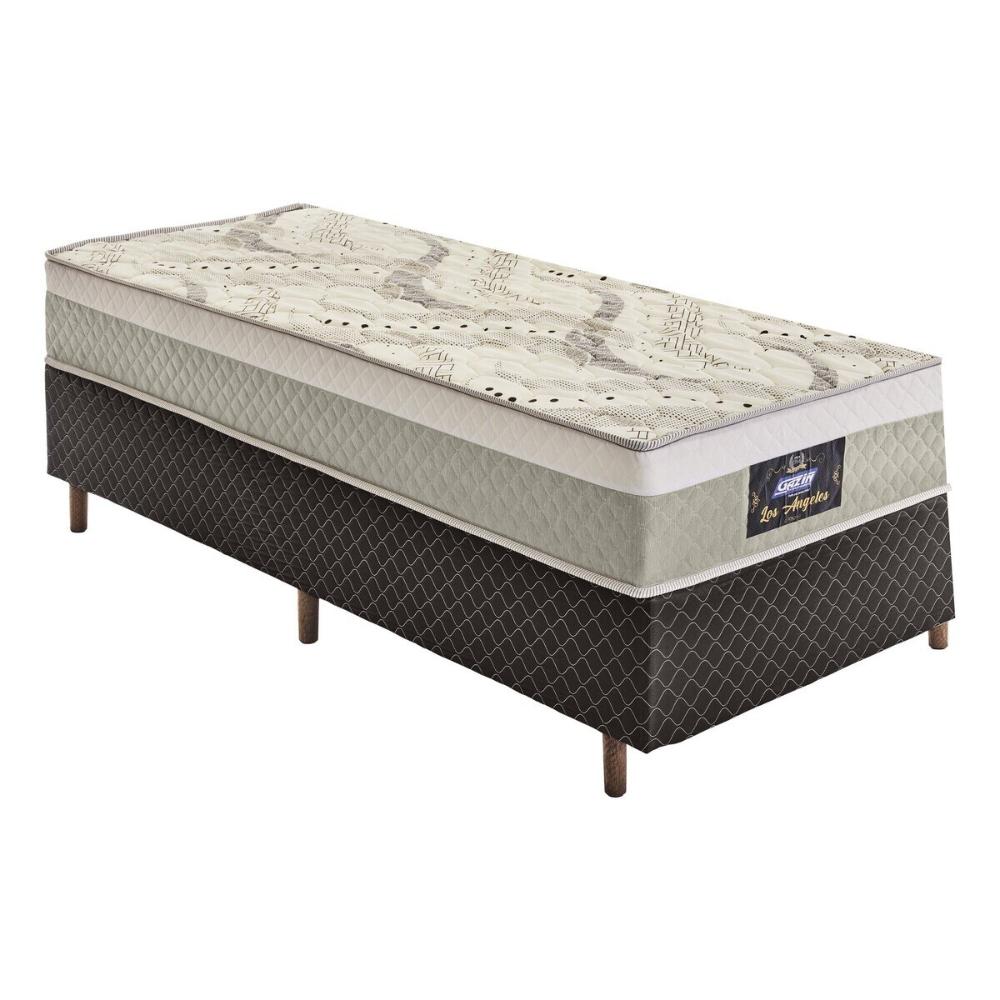 Cama Box Conjugado Solteiro com Colchão (88x62x188) Los Angeles Gazin CR35326 Areia/Marrom