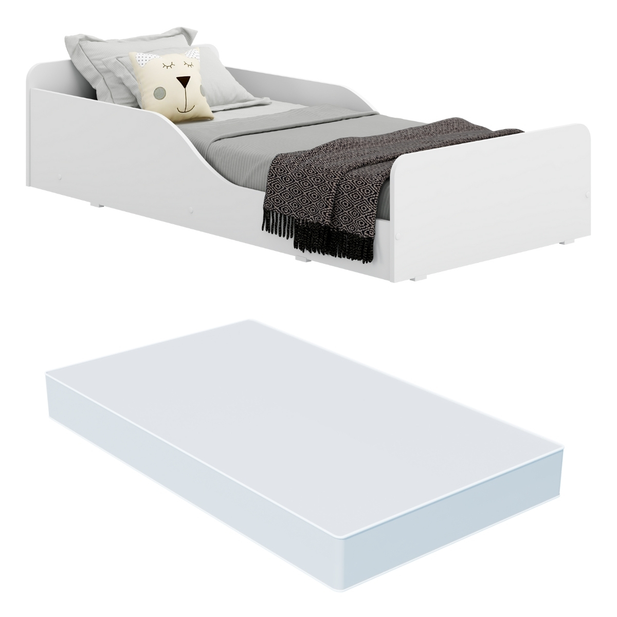 Cama Infantil Montessoriana com Colchão Incluso 70 x 150 cm Melissa Multimóveis FG2958 Branca