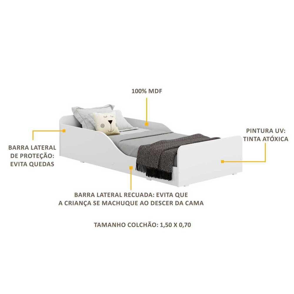Cama Infantil Montessoriana p/ colchão 70 x 150 cm 100% MDF Multimóveis Branca