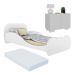 Cama Solteiro 100% MDF com Colchão Incluso e Mesa de Cabeceira 2 Portas Multimóveis MP4189 Branca