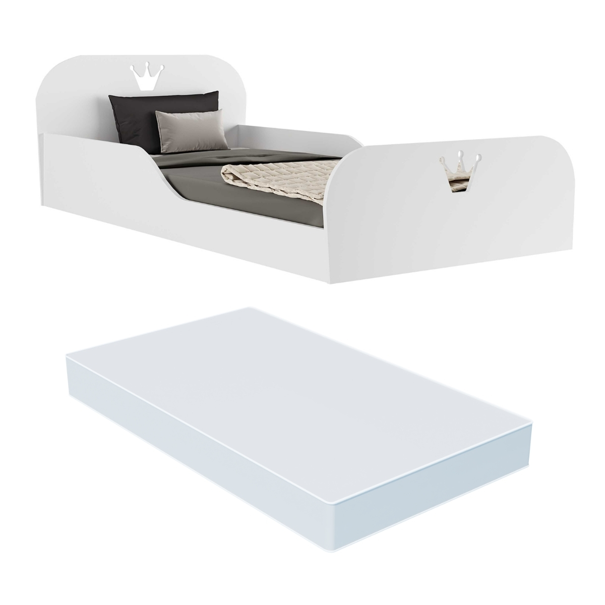 Cama Solteiro Montessoriana com Colchão Incluso Encantada Multimóveis Branca