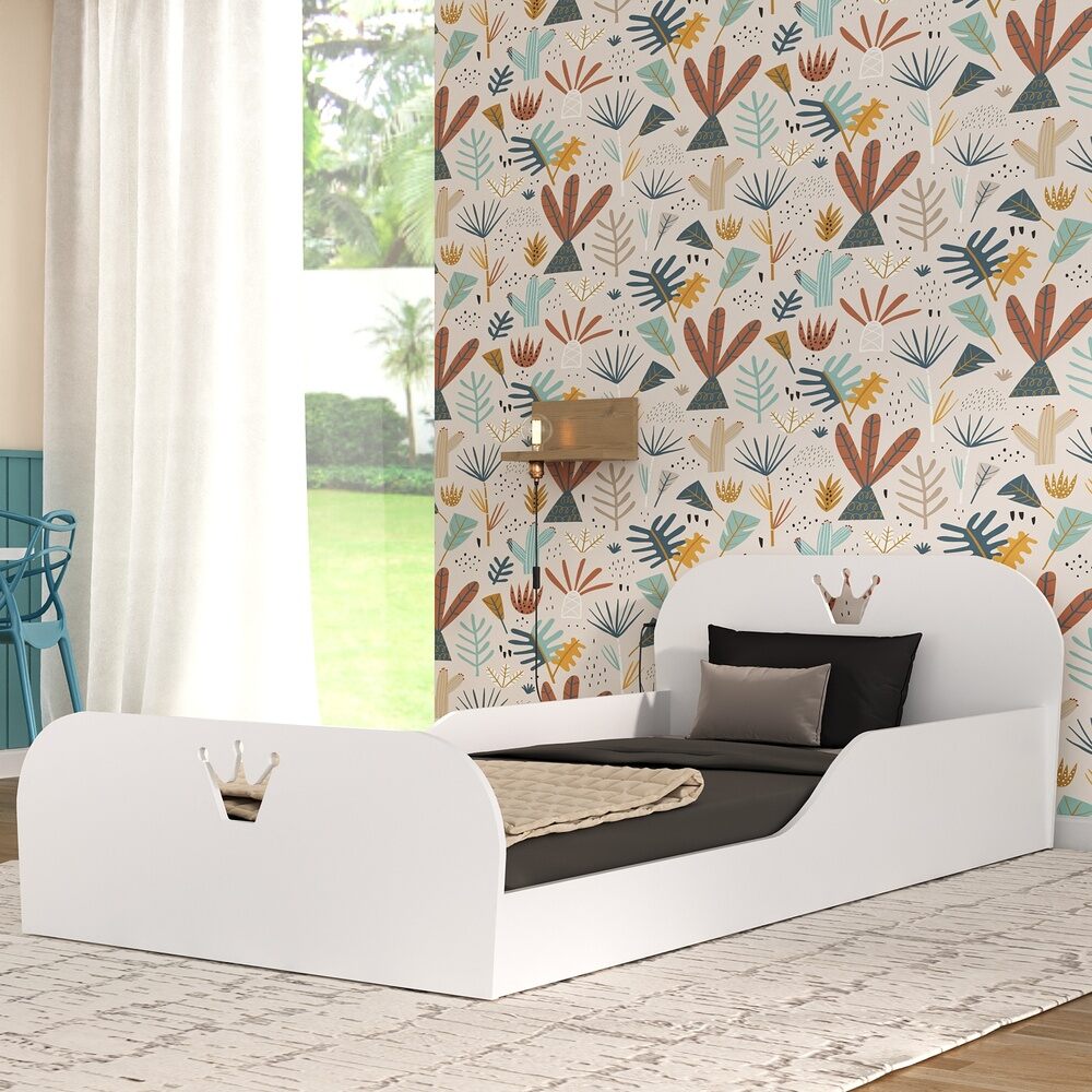 Cama Solteiro Montessoriana com Colchão Incluso Encantada Multimóveis Branca
