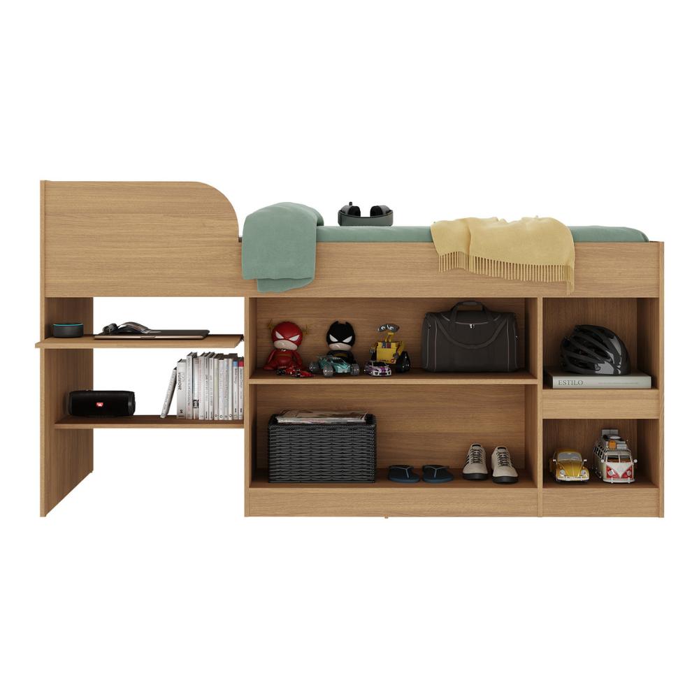 Cama Solteiro Multifuncional com Colchão Incluso 2 Portas e Escrivaninha Multimóveis MP4235 Rustic/Branco