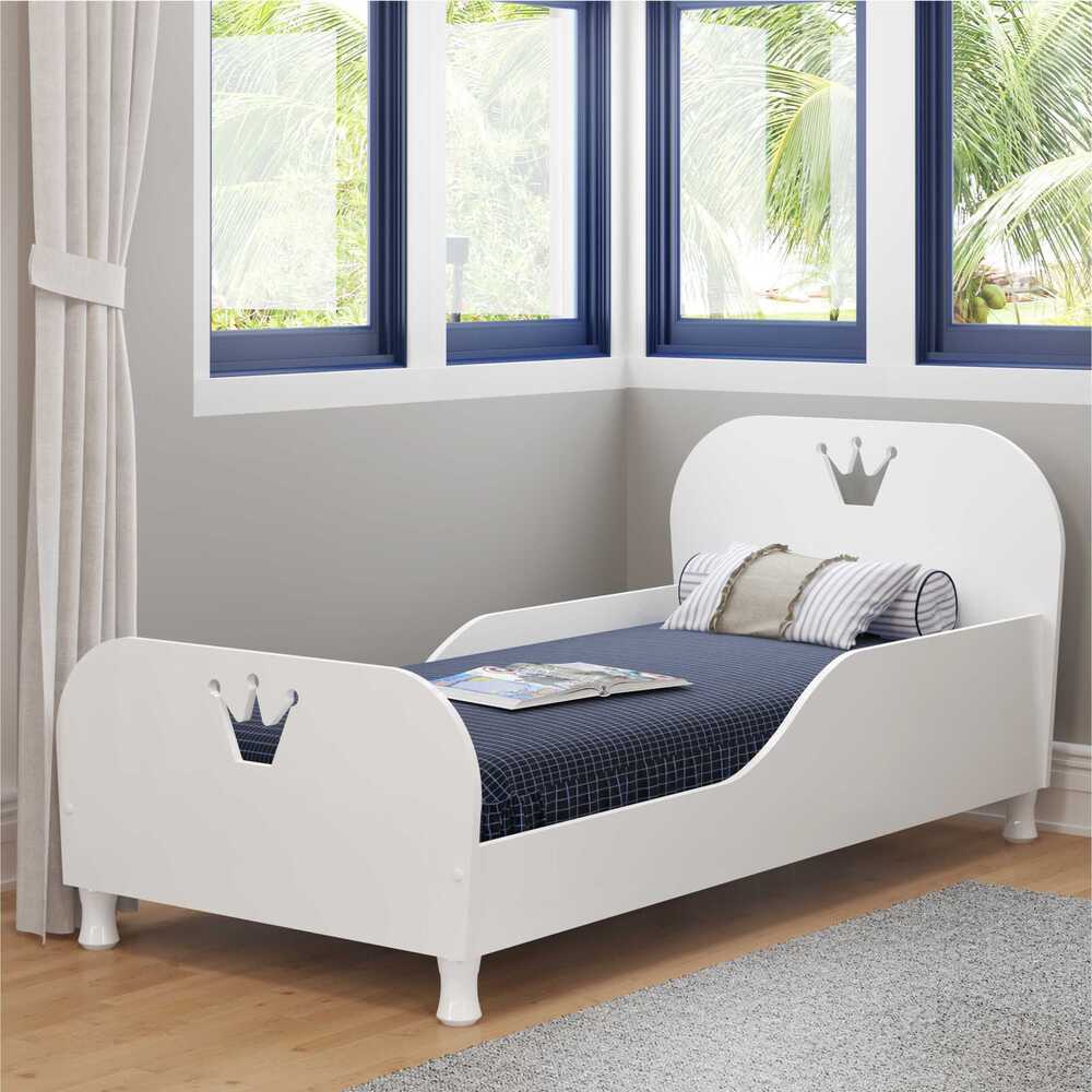 Cama Solteiro com Colchão Incluso 88 x 188 cm 100% MDF Realeza Multimóveis FG2320 Branco