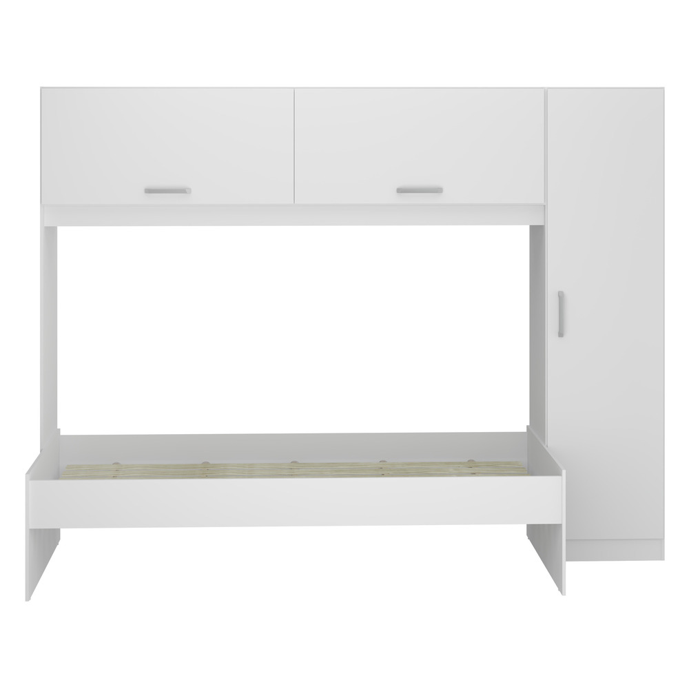 Cama Solteiro com Colchão Incluso 88 x 188 cm e Guarda Roupa/Roupeiro Multimóveis Branca