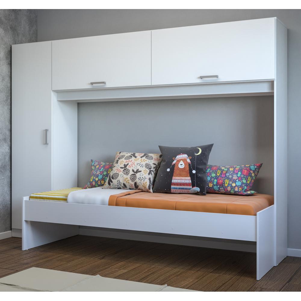 Cama Solteiro com Guarda-Roupa/Roupeiro para colchão 88 x 188 cm Multimóveis Branco