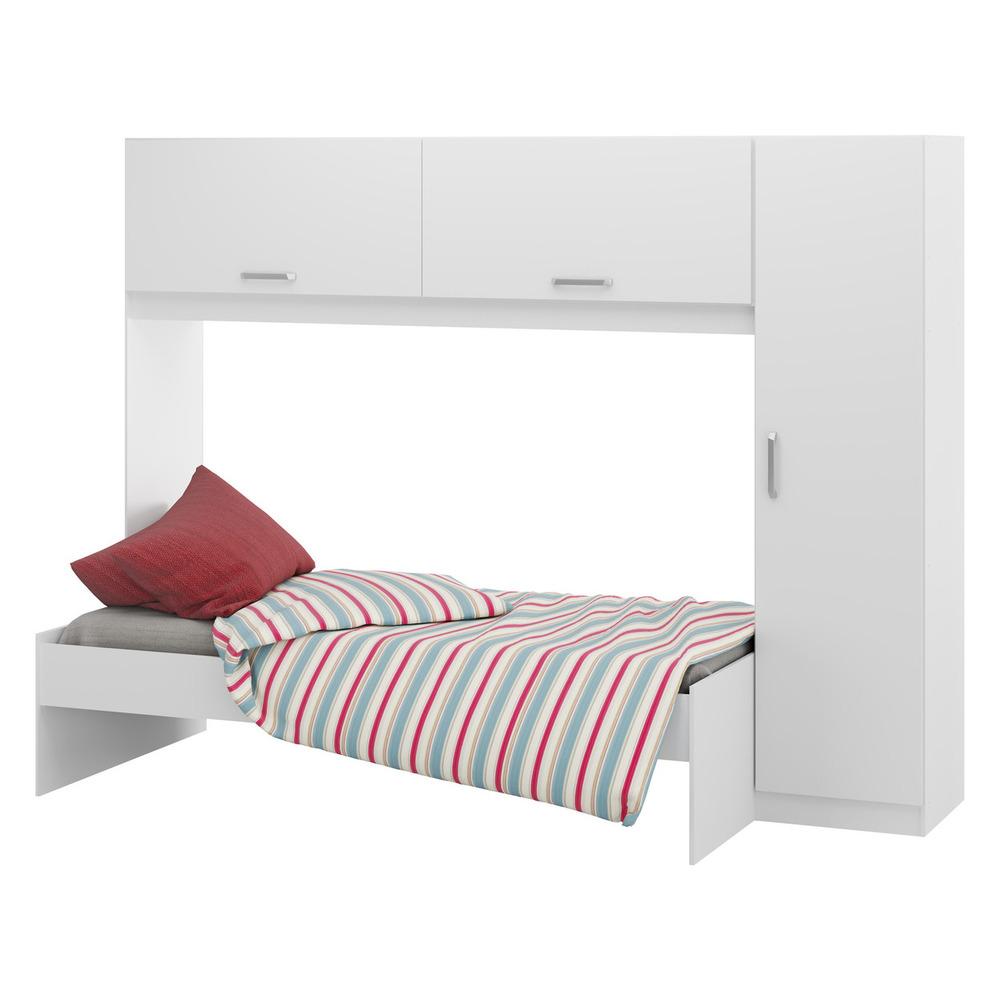 Cama Solteiro com Guarda-Roupa/Roupeiro para colchão 88 x 188 cm Multimóveis Branco