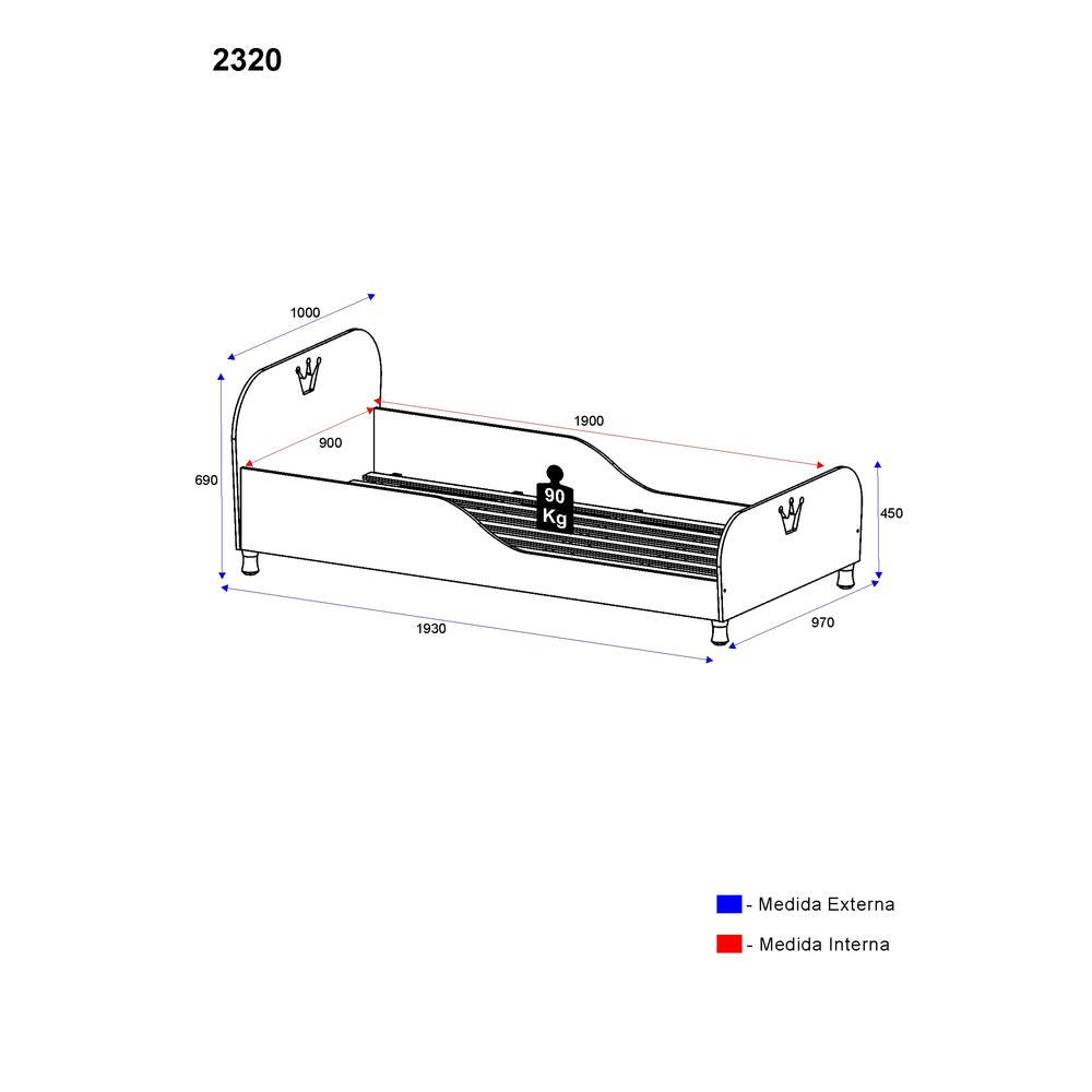 Cama Solteiro para colchão 88 x 188 cm 100% MDF Multimóveis Branca