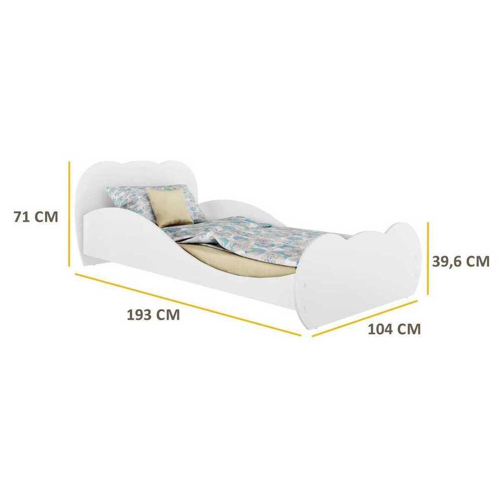 Cama Solteiro para colchão 88 x 188 cm 100% MDF Safira Multimóveis Branca