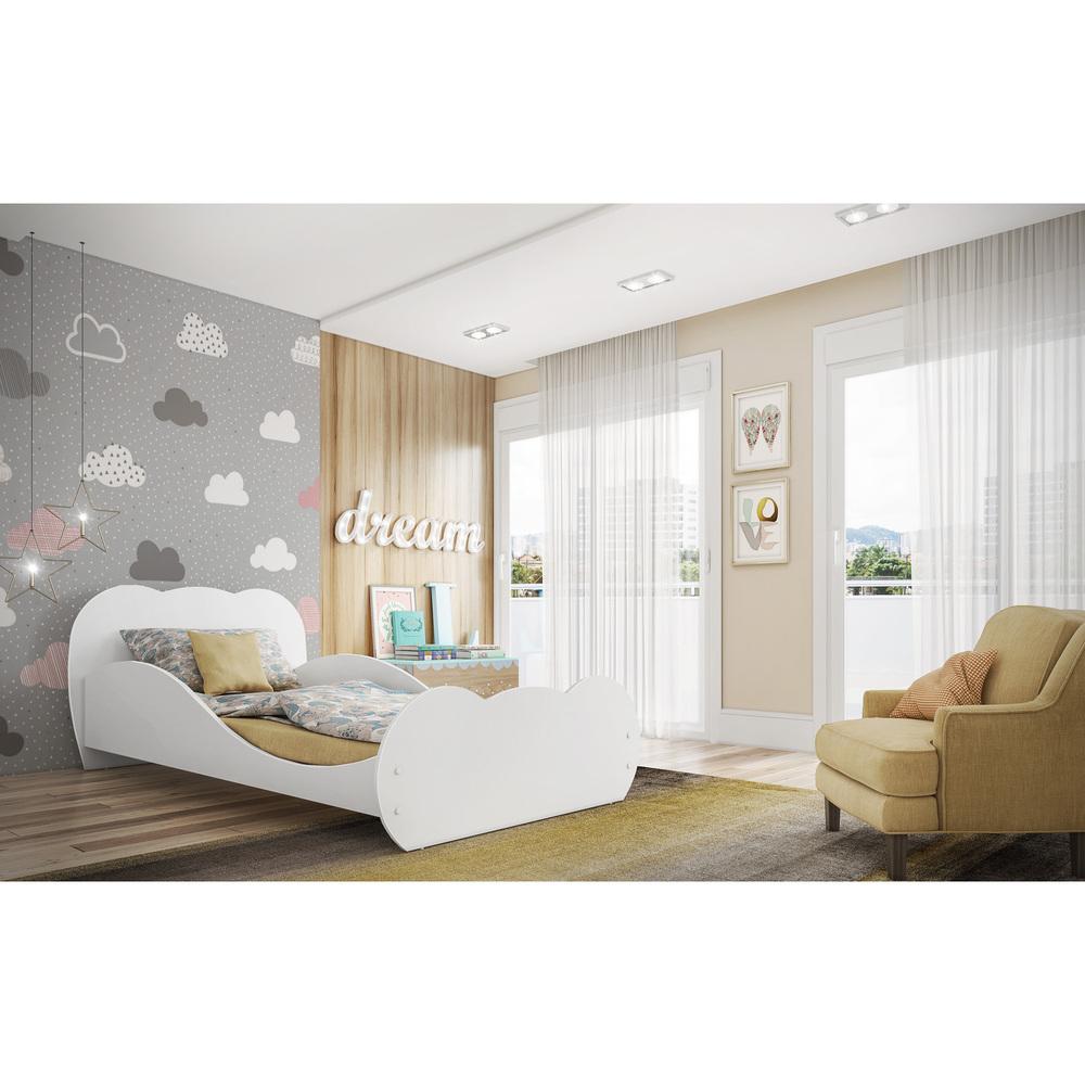 Cama Solteiro para colchão 88 x 188 cm 100% MDF Safira Multimóveis Branca