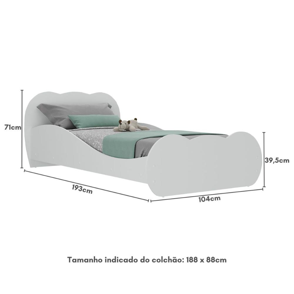 Cama Solteiro para colchão 88x188cm 100% MDF Carolina Multimóveis BB2761 Branco