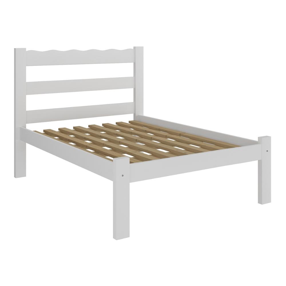 Cama de Casal Madeira Maciça para Colchão 128/138x188cm Multimóveis CR35255 Branco