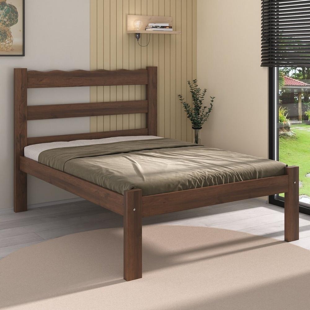 Cama de Casal Madeira Maciça para Colchão 128/138x188cm Multimóveis CR35255 Imbuia