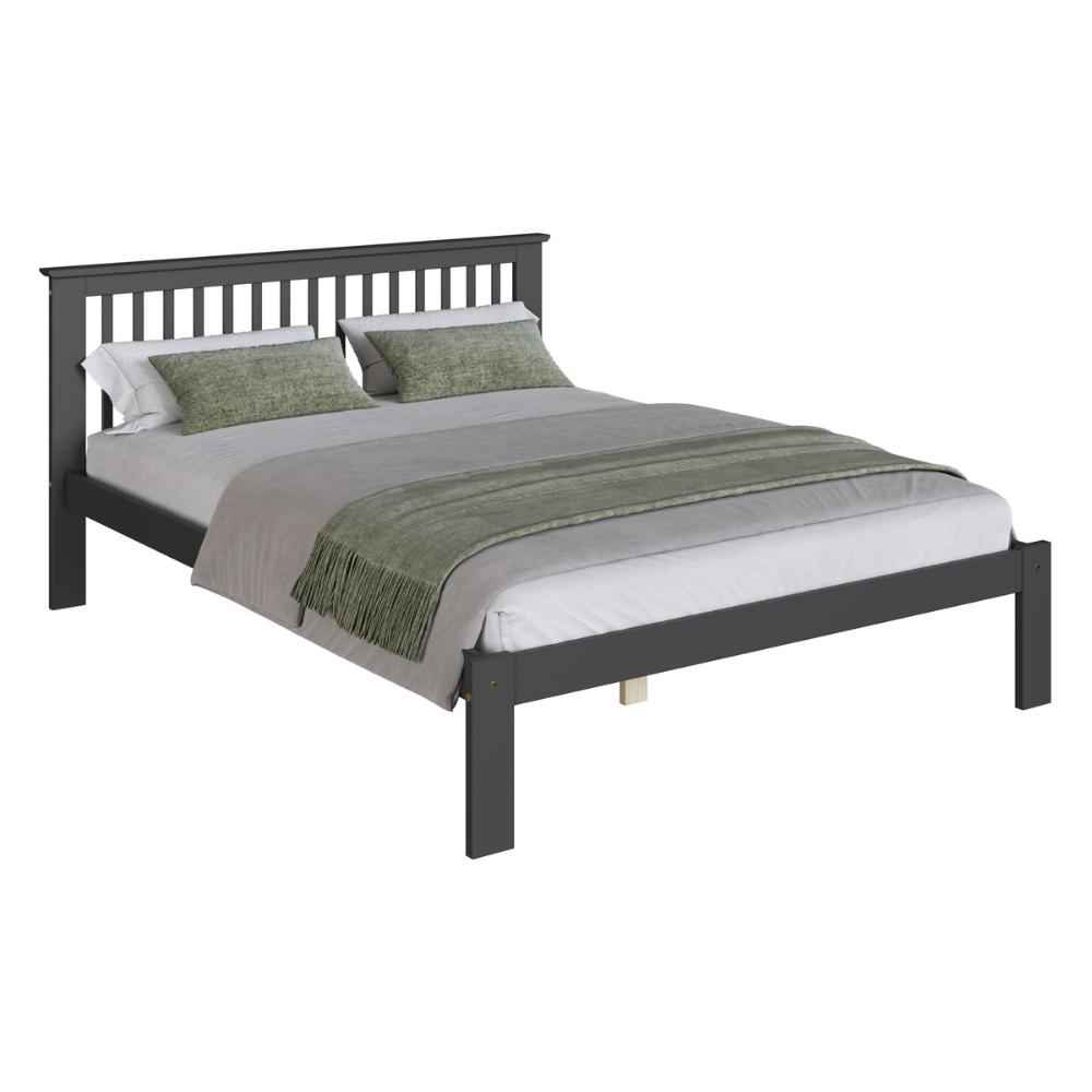 Cama de Casal de Madeira Maciça para Colchão 138x188cm Multimóveis CR35273 - Charcoal
