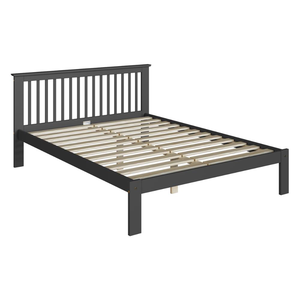 Cama de Casal de Madeira Maciça para Colchão 138x188cm Multimóveis CR35273 - Charcoal