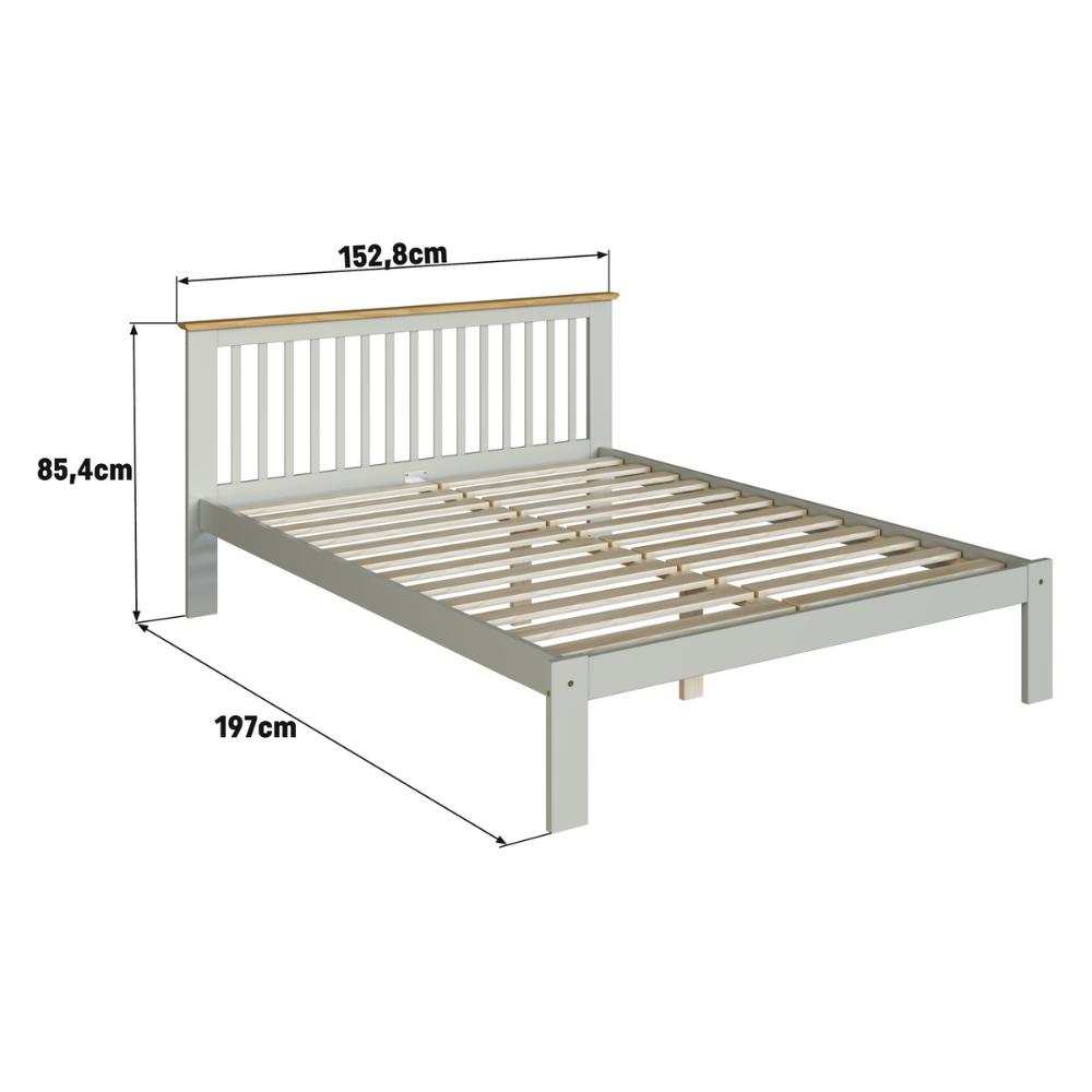 Cama de Casal de Madeira Maciça para Colchão 138x188cm Multimóveis CR35273 - Verde Frost/Oak