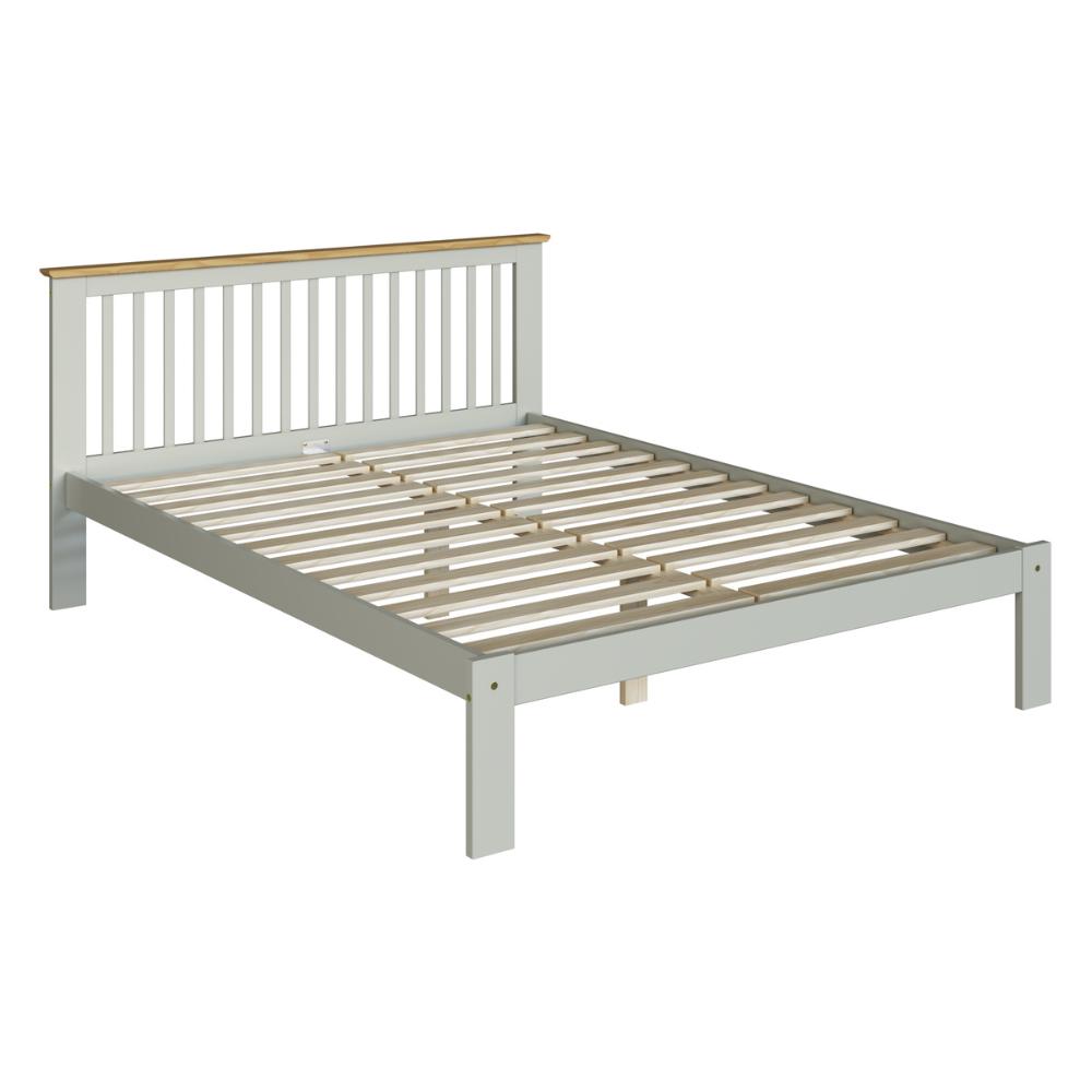 Cama de Casal de Madeira Maciça para Colchão 138x188cm Multimóveis CR35273 - Verde Frost/Oak