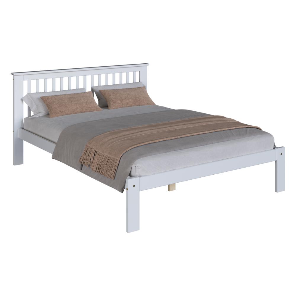 Cama de Casal de Madeira Maciça para Colchão 138x188cm Multimóveis CR35273 Branco