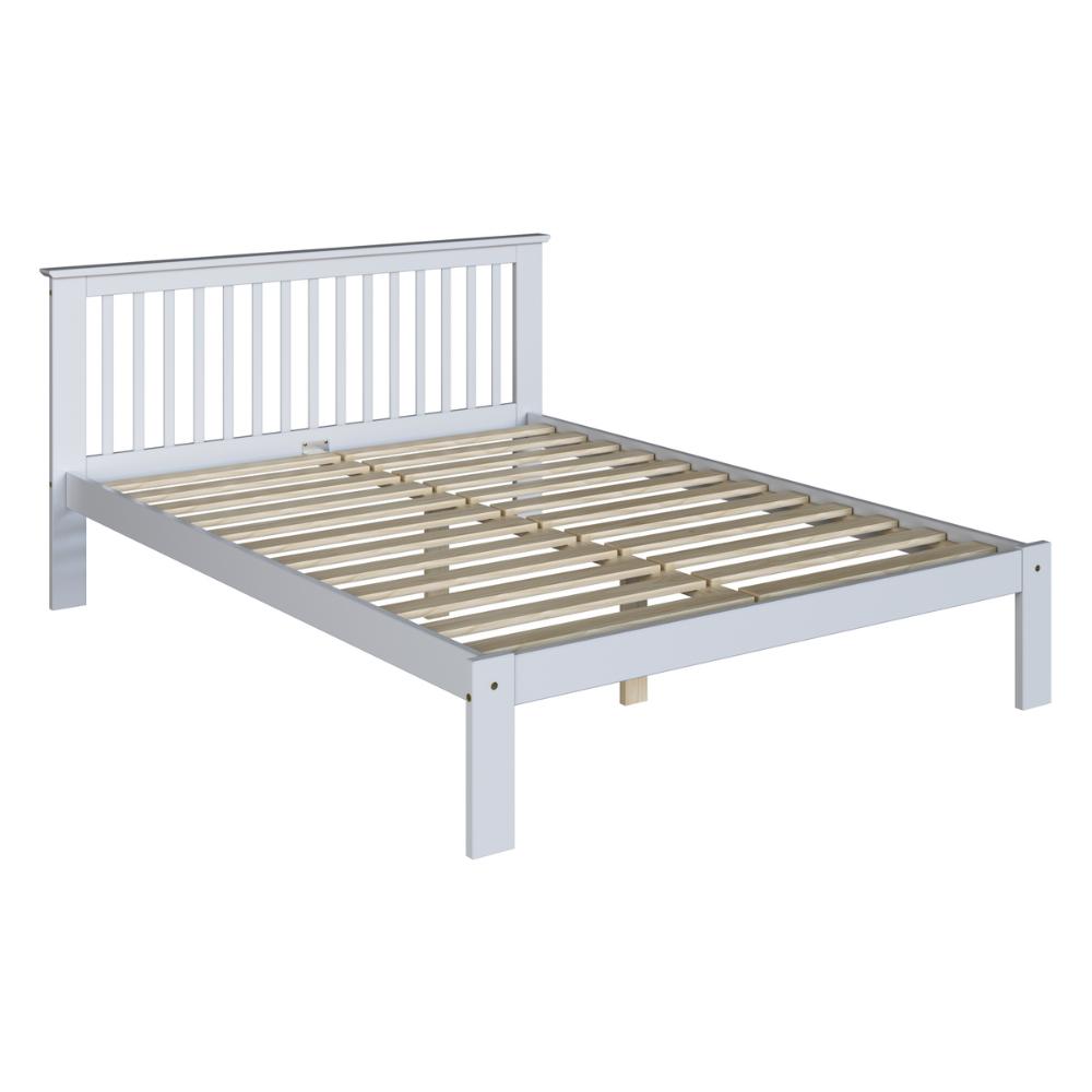 Cama de Casal de Madeira Maciça para Colchão 138x188cm Multimóveis CR35273 Branco