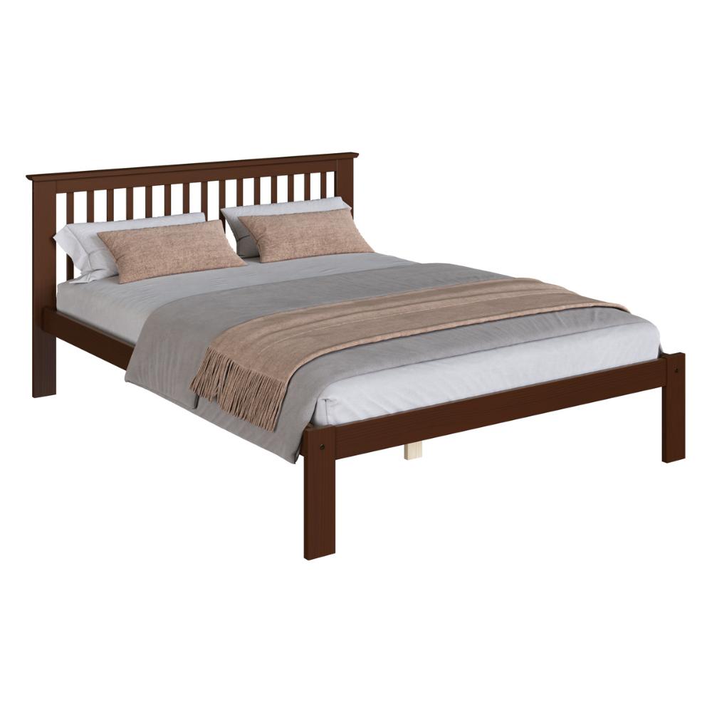 Cama de Casal de Madeira Maciça para Colchão 138x188cm Multimóveis CR35273 Walnut