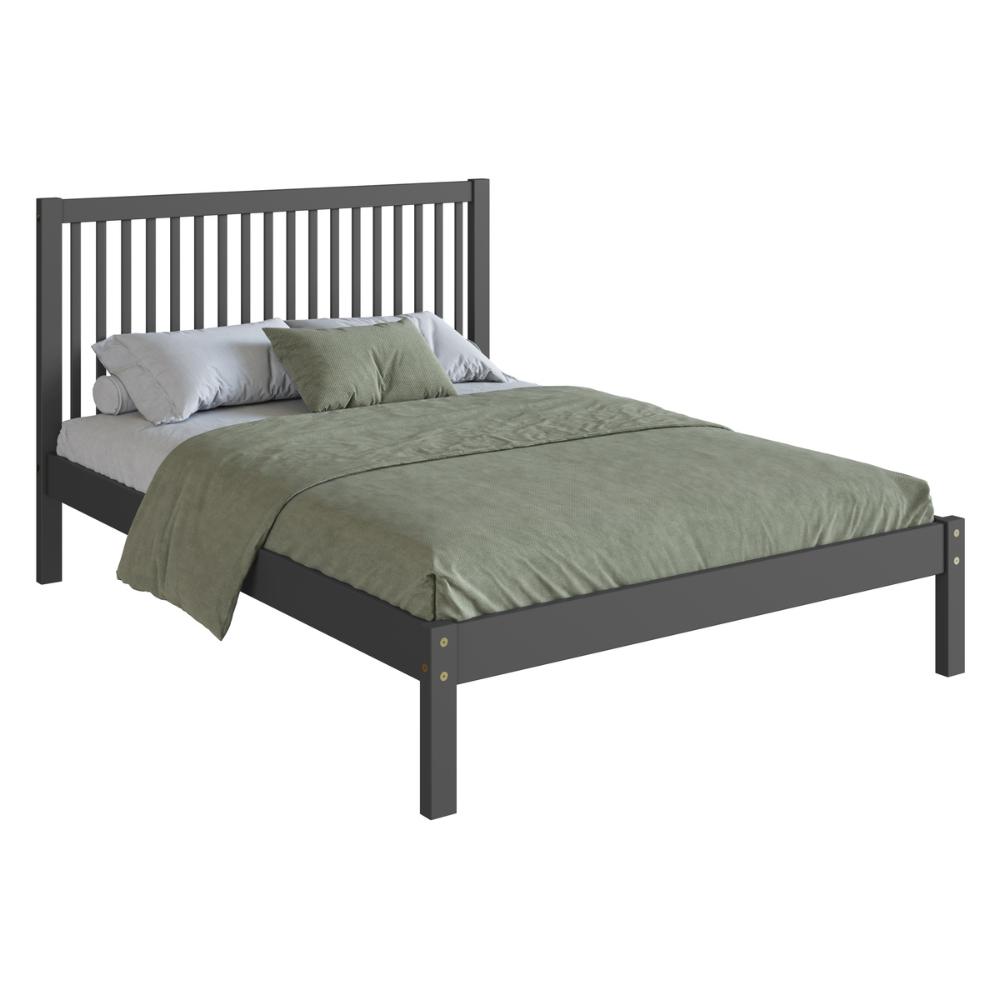 Cama de Casal de Madeira Maciça para Colchão 138x188cm Multimóveis CR35276 - Charcoal